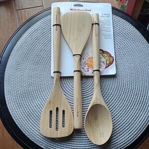 KitchenAid 3-Piece Bamboo Kitchen Tool Set Spoon Spatula and Turner NWT
